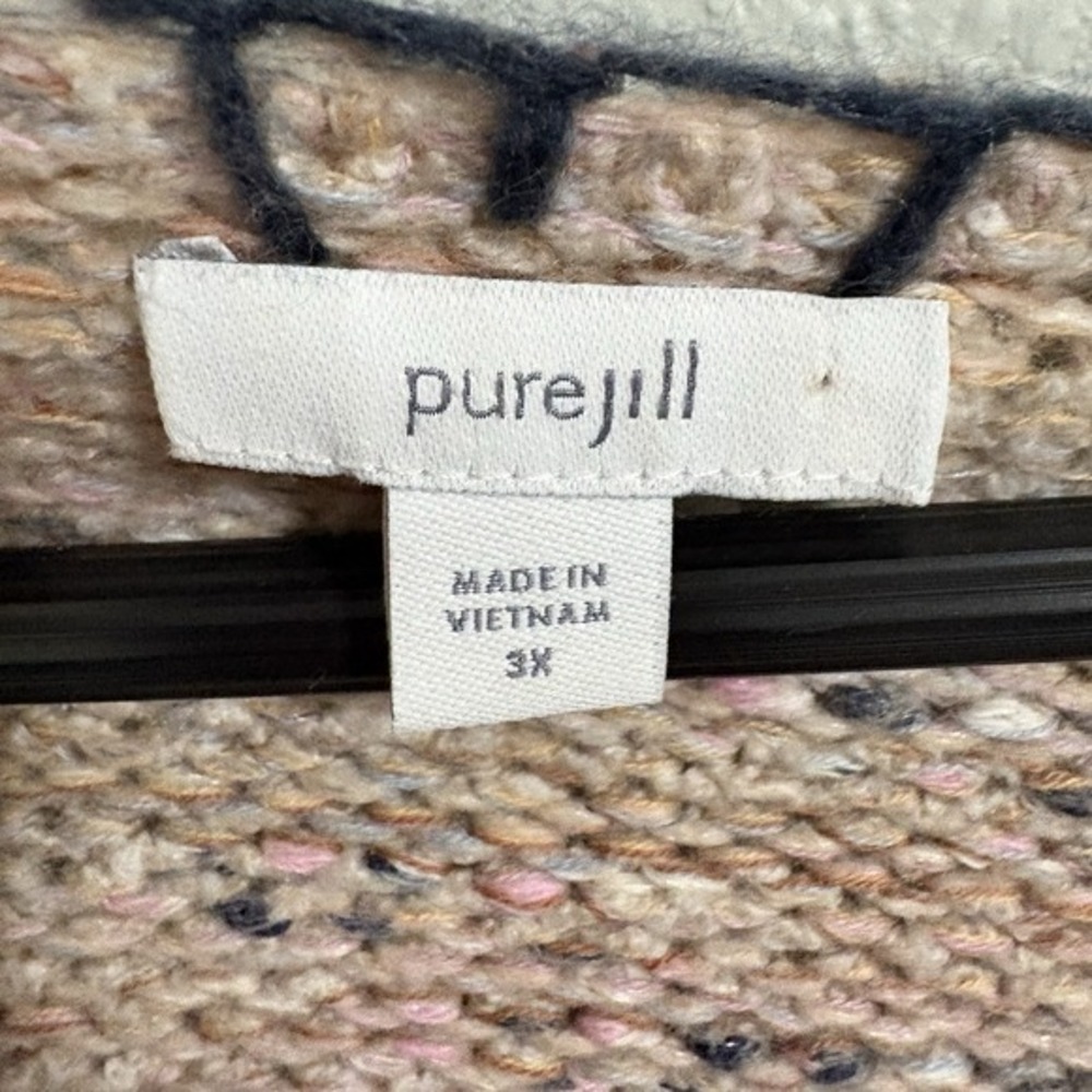 Pure Jill Sweater Women‎ XL (Tagged 3X Runs Small) Beige Speckled Knit Cozy Boho - Picture 3 of 11